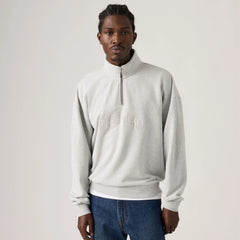 Boxy Quarter Zip Sweatshirt - Light Heather Grey - Grey