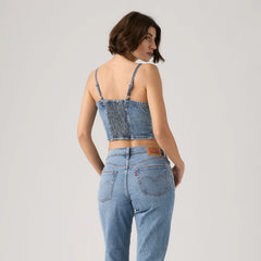 Jadine Denim Cami Tank Top - Twisted Stone Top - Medium Wash