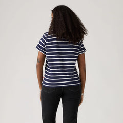 Julie Slub Short-Sleeve Tee - Saint Stripe Peacoat - Blue