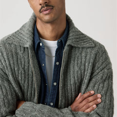 Telegraph Zip Cardigan - Quarry - White