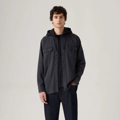 Hooded Classic Worker Shirt - Abner Washed Black - Black