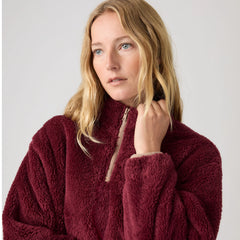 Gemma Sherpa Quarter-Zip Pullover - Tawny Port - Purple