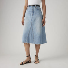 High-Rise A-Line Decon Skirt - Secret Secret - Light Wash