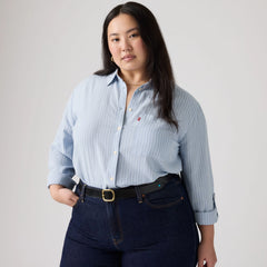 Darlene Shirt (Plus Size) - Cannita Stripe Kentu - Blue
