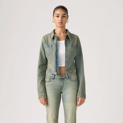 Y2K Fitted Trucker Jacket - Miners Business Fitt - Medium Wash