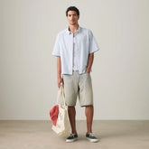 Short-Sleeve Lama Boxy Shirt - Bernal Stripe Soft Chambray - Blue