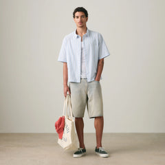 Short-Sleeve Lama Boxy Shirt - Bernal Stripe Soft Chambray - Blue