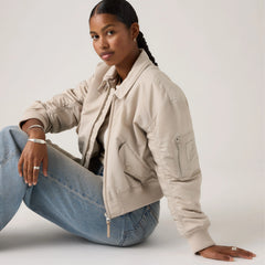 Bowie Cropped Bomber Jacket - Chateau Gray - Grey