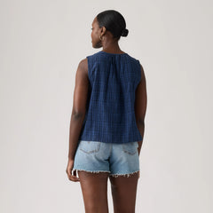 Luella Blouse - Busy Plaid True Navy - Blue