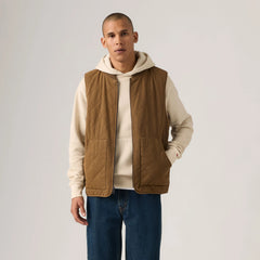 Quilted Utility Vest - Brown