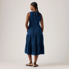 Cely Smocked Midi Dress - Chill Lagoon - Dark Wash