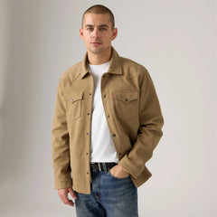 Faux Suede Overshirt - Tan