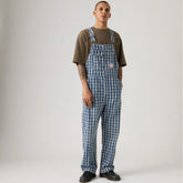 Loose Men's Overalls - Summer Check Overall - Blue