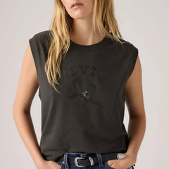 Graphic Logo Boxy Tank Top - Tank Archival Boots - Black