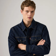 Relaxed Fit Trucker Jacket - Wash It Out Rinse - Dark Wash