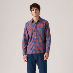 Classic Western Standard Fit Shirt - Trenton Plaid Sunshine Blue Twill - Blue