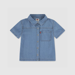 Short Sleeve Denim Top Little Girls 4-6x - Blue Wave Light - Blue