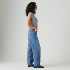 Baggy Dad Linen+ Denim Lightweight Women's Jeans - Heavy Check - Medium Wash