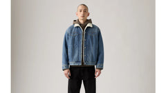 Western Sherpa Trucker Jacket - Open Sail - Medium Wash