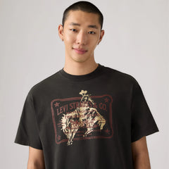 Relaxed Fit Vintage Graphic T-Shirt - Americas Finest Overalls Jet Black - Black