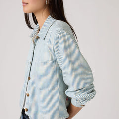 Tini Long-Sleeve Utility Shirt - Hadley Stripe Vintag - Blue