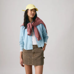 Harlie Cropped Button Down Shirt - Garment Dye Glacier Lake - Blue
