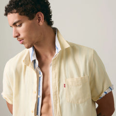 Short-Sleeve Sunset One Pocket Cotton Linen Shirt - Rutabaga - Yellow