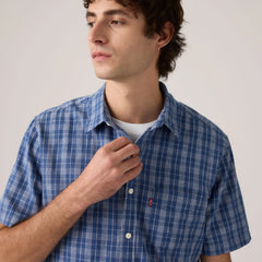 Short-Sleeve Classic One Pocket Standard Fit Shirt - Hakan Plaid Sunshine - Blue