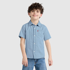 Short Sleeve Woven Shirt Little Boys 4-7 - Avalon - Light Wash