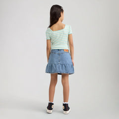 Denim Flounce Skort Little Girls 4-6 - Reach For The Stars - Medium Wash