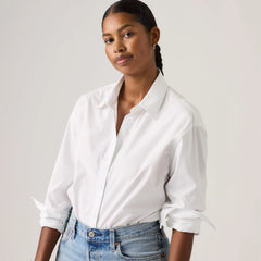 Harlie Cropped Button Down Shirt - Bright White - White