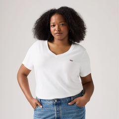 V-Neck T-Shirt (Plus Size) - Bright White - White
