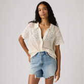 Susanna Floral Crochet Shirt - Pristine - White
