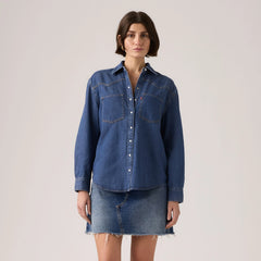 Teodora Western Shirt - Air Space - Dark Wash