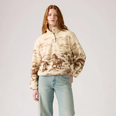 Kasey Sherpa Pullover - Wild Horses - White