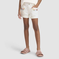 Embroidered Girlfriend Short Big Girls 7-16 - Antique White