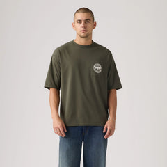 Half-Sleeve Loose Graphic Pocket T-Shirt - Worldwide Legend Utility - Green