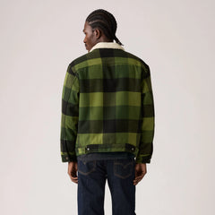 Relaxed Fit Sherpa Plaid Trucker Jacket - Laredo Plaid Duffel Bag - Green