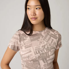 Graphic Logo Essential Sporty Tee - Zine Cowboy Grid Aop - Pink