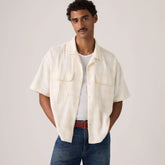 Boxy Utility Camp Shirt - Atkins Plaid Egret - White