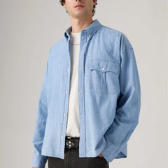 Long-Sleeve Zandt Boxy Shirt - Charlie Light Chambray - Light Wash