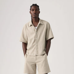 Short-Sleeve Lama Boxy Shirt - Cadiz Plaid Silver Birch - Brown
