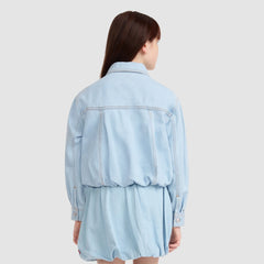 Bubble Denim Trucker Jacket Big Girls 7-16 - Wow Me Over - Light Wash