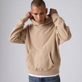 Soft Boxy Garment Dye Hoodie Sweatshirt - White Pepper - White