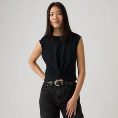Jemma Knot Sleeveless Tee - Anthracite Night - Black