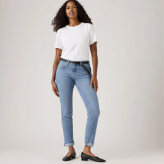 Boyfriend Mid Rise Women's Jeans - Lapis - Medium Wash