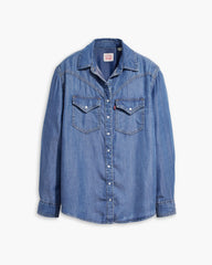 Sawyer Western Shirt - Ringing Bells - Med Indigo - Worn In