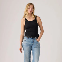 Essential Ribbed Tank Top - Anthracite Night - Black