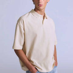 Cropped Polo Shirt - Ecru Fog - White