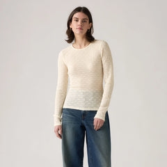 Anika Crewneck Top - Egret - White